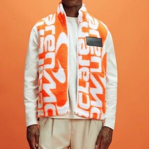 Reiss x McLaren F1 Team Papaya/White McLaren F1 Zip-Up Fleece Vest Size Medium